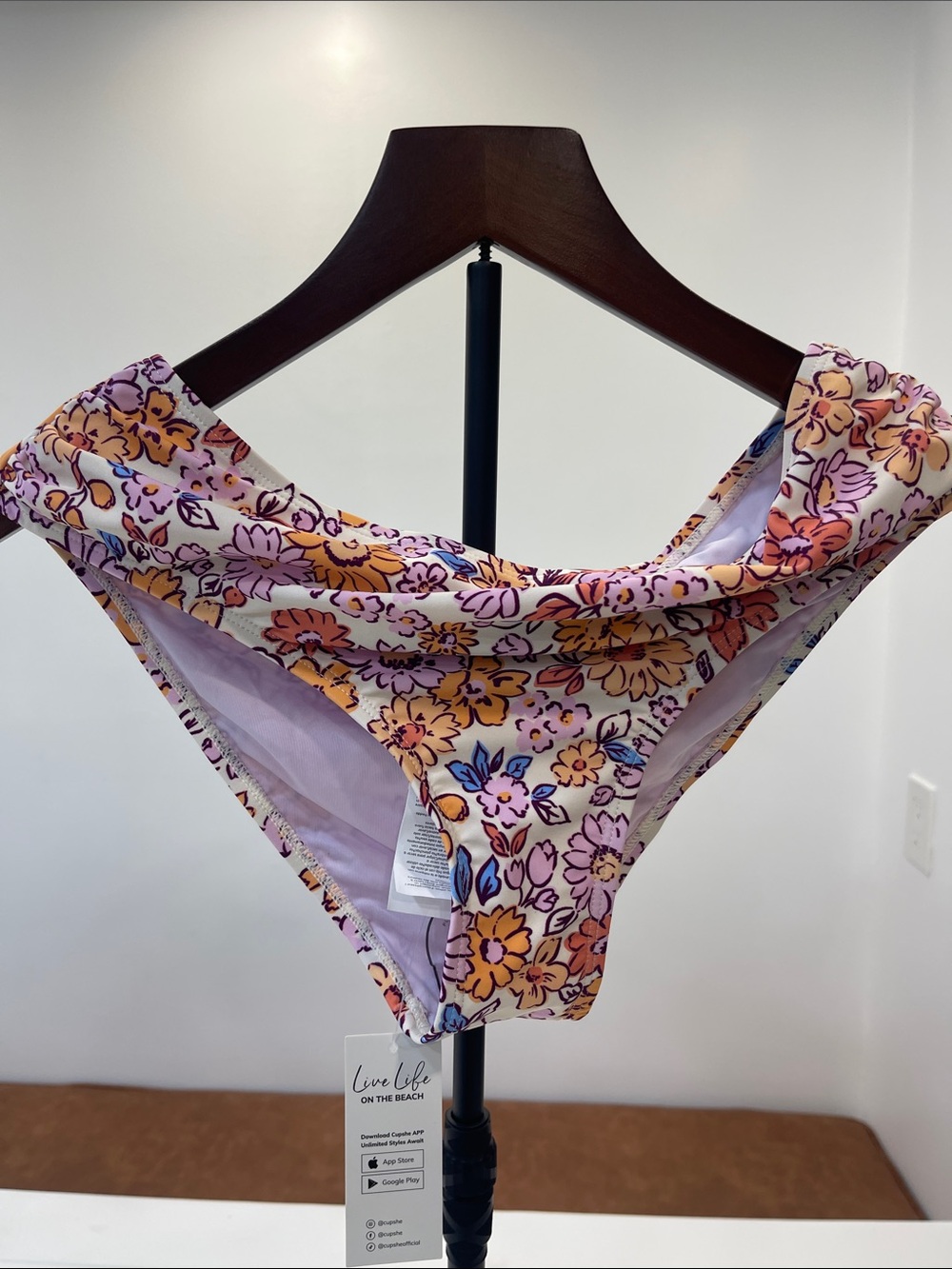 Cupshe Floral Bikini Bottoms in Lavender, Yellow & Pink